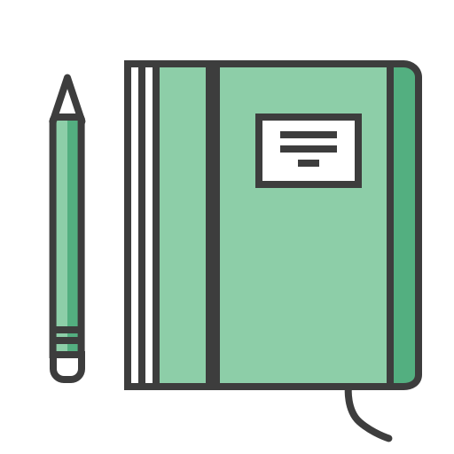 Journey, moleskine, notepad, notes, pencil, travel, write icon