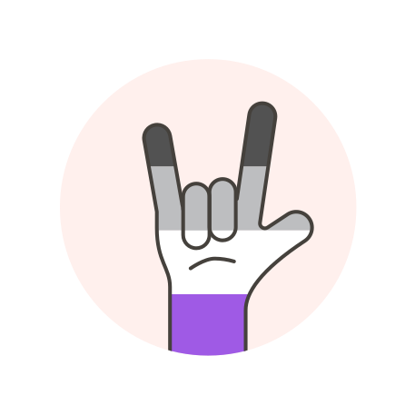 Asexual, flag, hand, rock icon