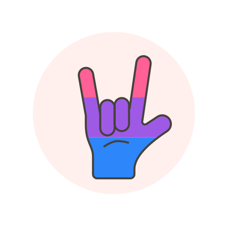 Bisexual, flag, hand, rock icon