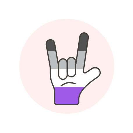 Asexual, flag, hand, rock icon