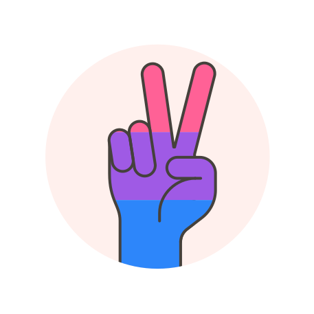 Bisexual, flag, hand, peace icon