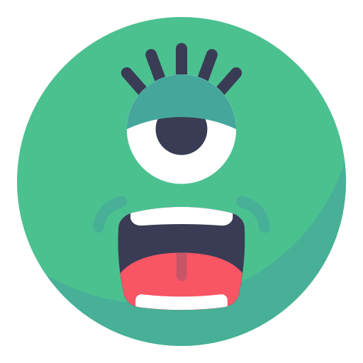Alien, eye, face, emoji, emotion icon