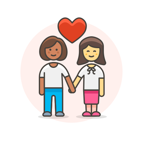 Couple, hands, hold, lesbian, love icon