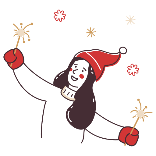 Christmas, girl, sparklers, winter, xmas, decoration, gift icon