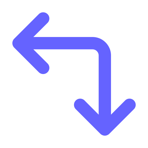 Arrows, left, down icon