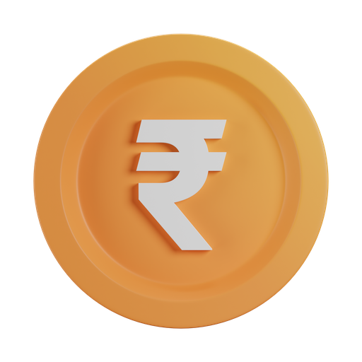Rupee, front, color icon