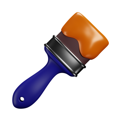 Brush, front, color icon