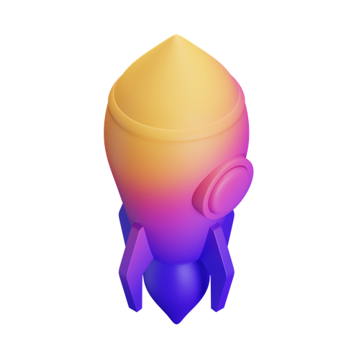 Rocket, iso, gradient icon