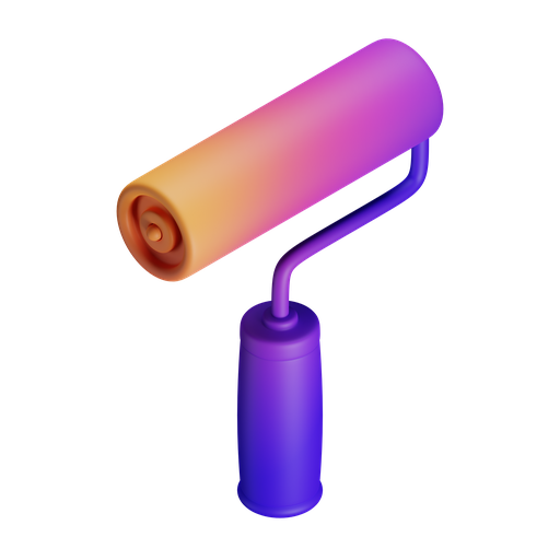 Roll, brush, iso, gradient icon