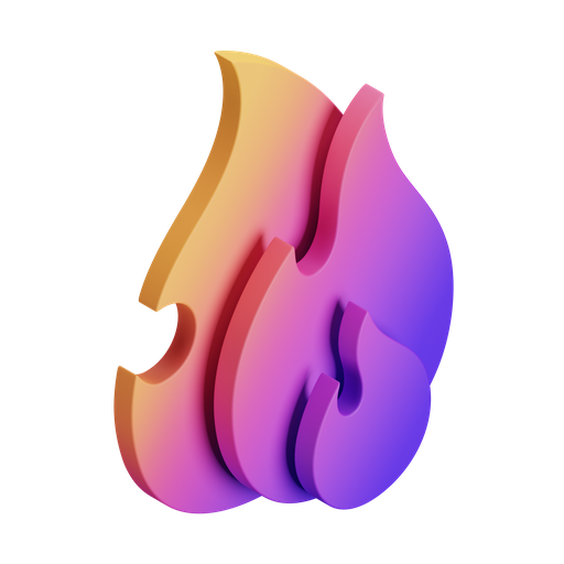 Fire, iso, gradient icon
