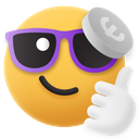 Emoji,Coin,Euro,Cool,Sunglasses,Currency,Money