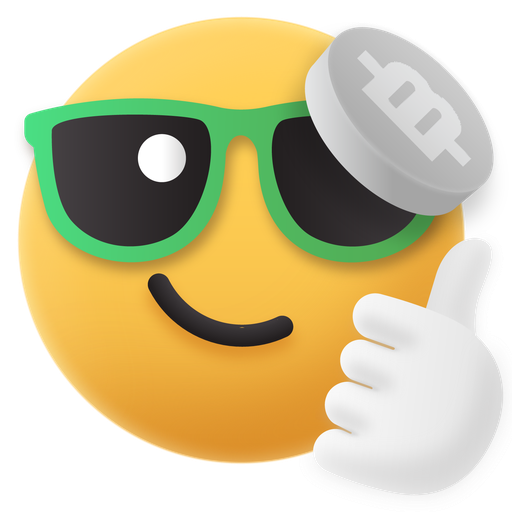 Emoji, coin, bitcoin, cool, sunglasses, cryptocurrency icon