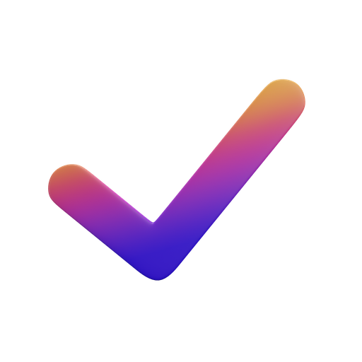 Tick, front, gradient icon