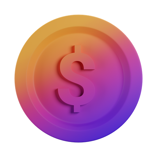 Dollar, front, gradient icon