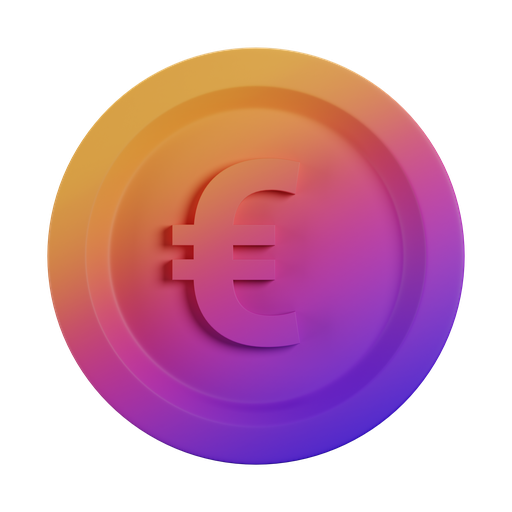 Euro, front, gradient icon