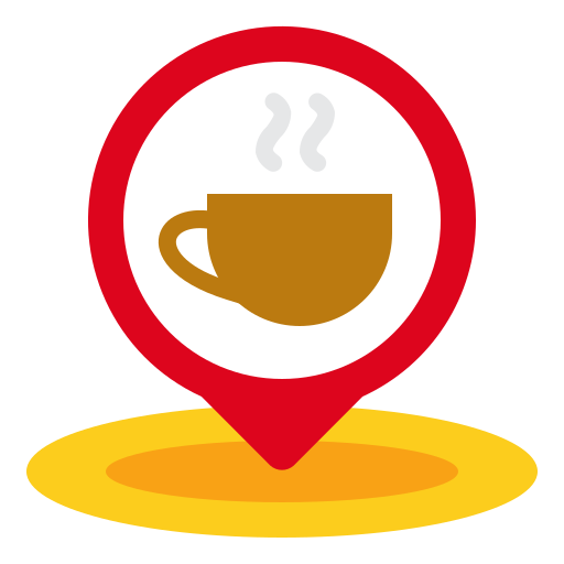 Coffee, shop, maps, location, placeholder, pin icon