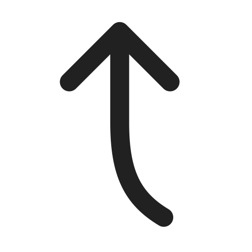 Ic, fluent, arrow, curve, up, left, filled icon