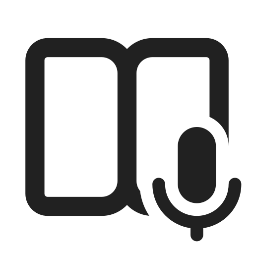 Ic, fluent, book, open, microphone, filled icon