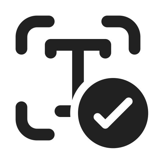 Ic, fluent, scan, type, checkmark, filled icon