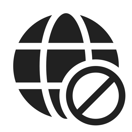 Ic, fluent, globe, prohibited, filled icon