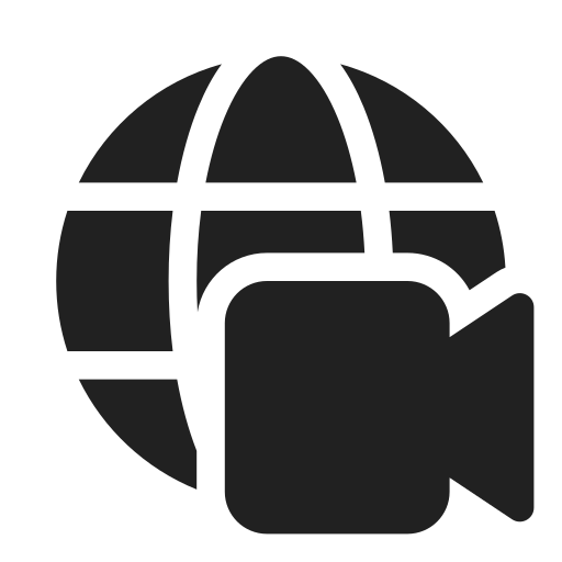 Ic, fluent, globe, video, filled icon
