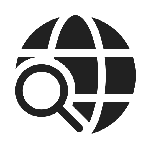 Ic, fluent, globe, search, filled icon