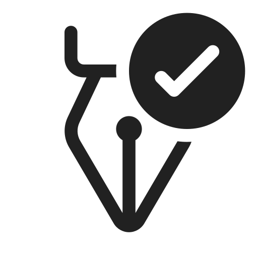 Ic, fluent, calligraphy, pen, checkmark, regular icon
