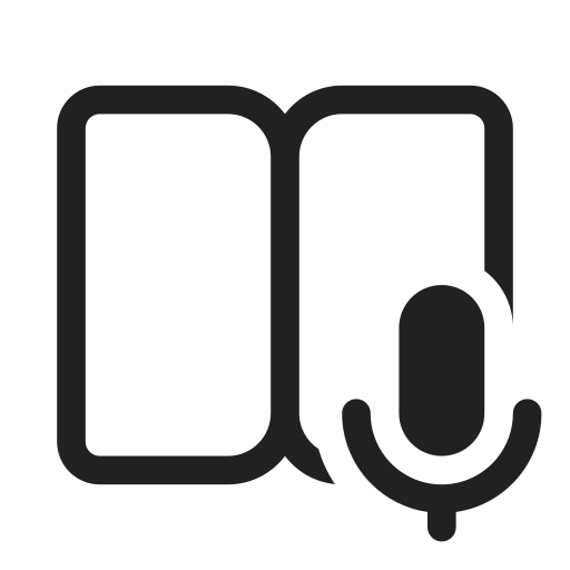 Ic, fluent, book, open, microphone, regular icon