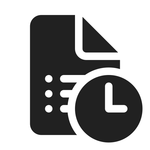 Ic, fluent, document, bullet, list, clock, filled icon