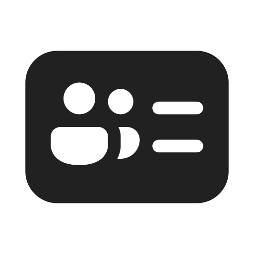 Ic, fluent, contact, card, group, filled icon