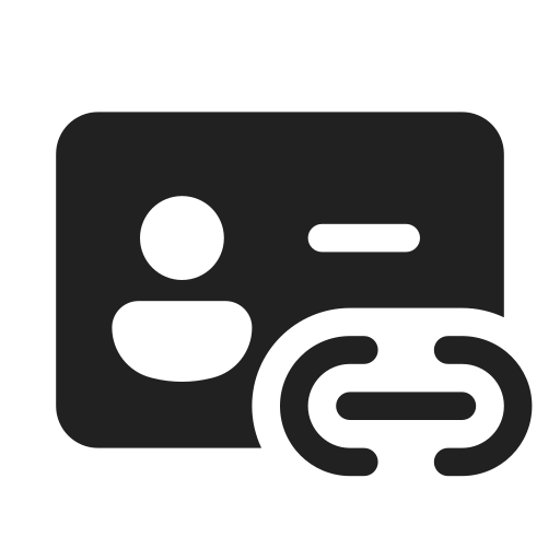 Ic, fluent, contact, card, link, filled icon