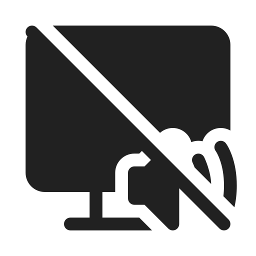 Ic, fluent, desktop, speaker, off, filled icon