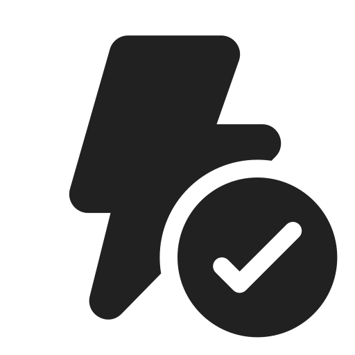 Ic, fluent, flash, checkmark, filled icon