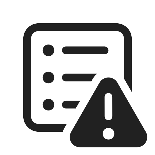 Ic, fluent, text, bullet, list, square, warning icon