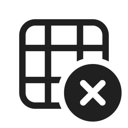 Ic, fluent, table, dismiss, regular icon