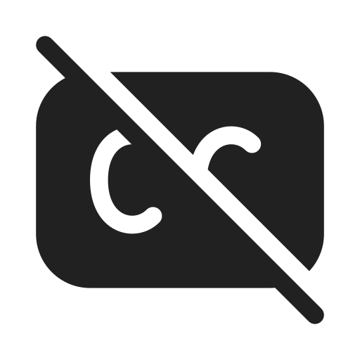 Ic, fluent, closed, caption, off, filled icon