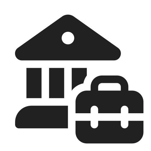 Ic, fluent, building, bank, toolbox, filled icon
