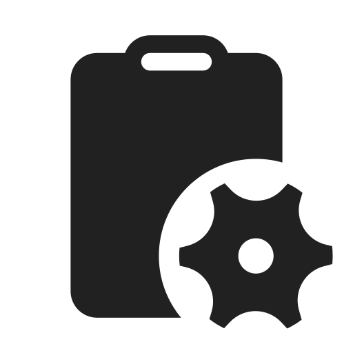 Ic, fluent, clipboard, settings, filled icon