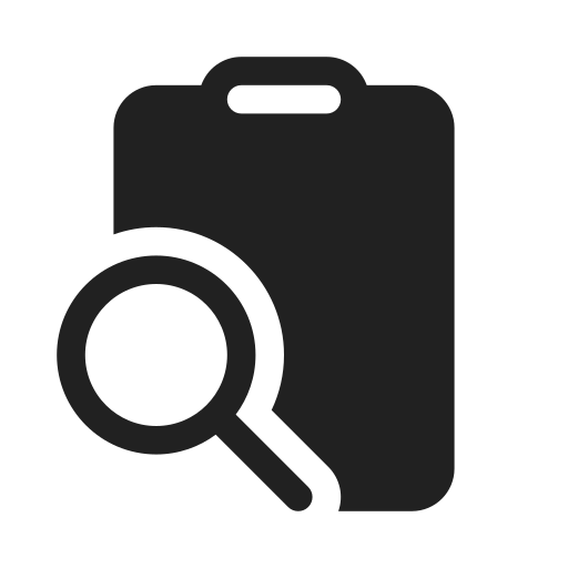 Ic, fluent, clipboard, search, filled icon