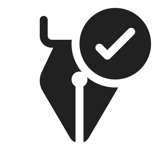 Ic, fluent, calligraphy, pen, checkmark, filled icon
