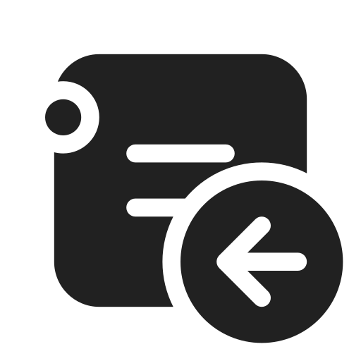 Ic, fluent, channel, arrow, left, filled icon