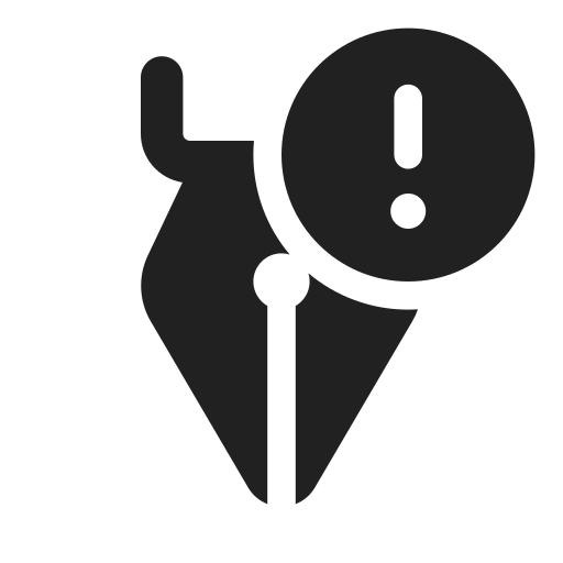 Ic, fluent, calligraphy, pen, error, filled icon