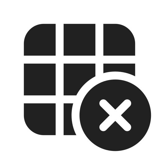 Ic, fluent, table, dismiss, filled icon