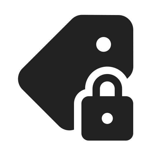 Ic, fluent, tag, lock, filled icon
