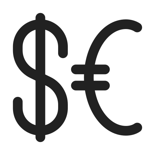 Ic, fluent, currency, dollar, euro, regular icon