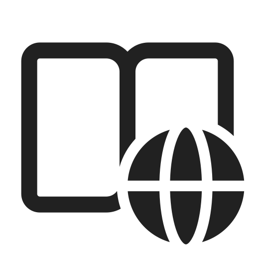 Ic, fluent, book, open, globe, regular icon