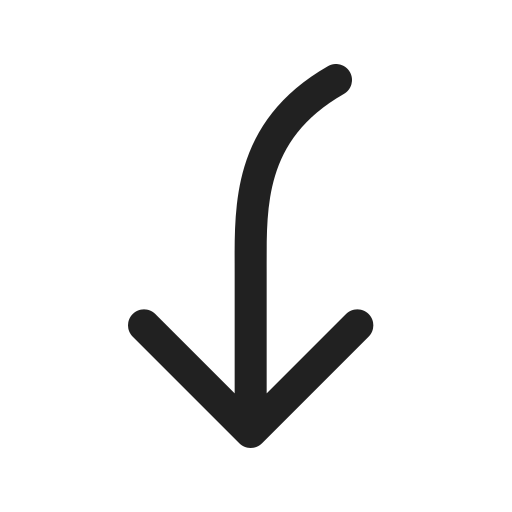 Ic, fluent, arrow, curve, down, left, regular icon