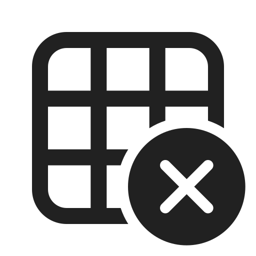 Ic, fluent, table, dismiss, regular icon