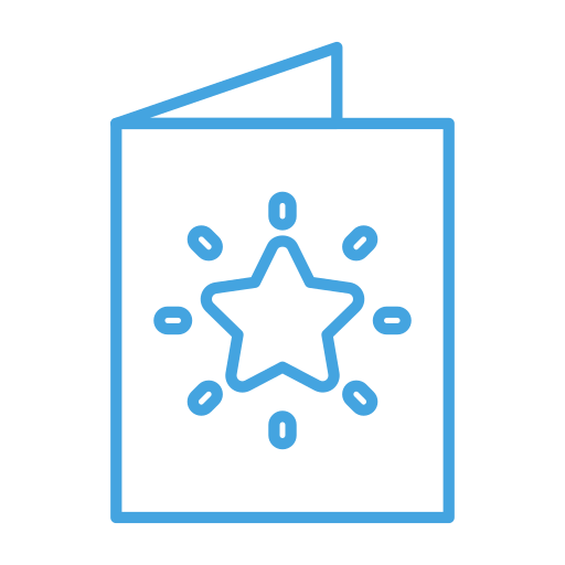 Card, greeting, receive, send, star icon