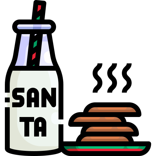 Milk, cookies, treat, snack, santa icon